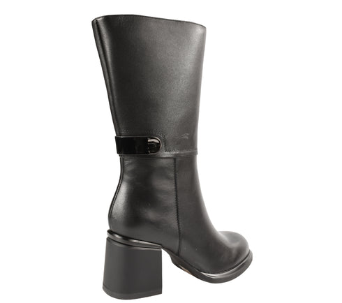 Cizme elegante, dama, EPICA, DL70004 negru, piele naturala, toc